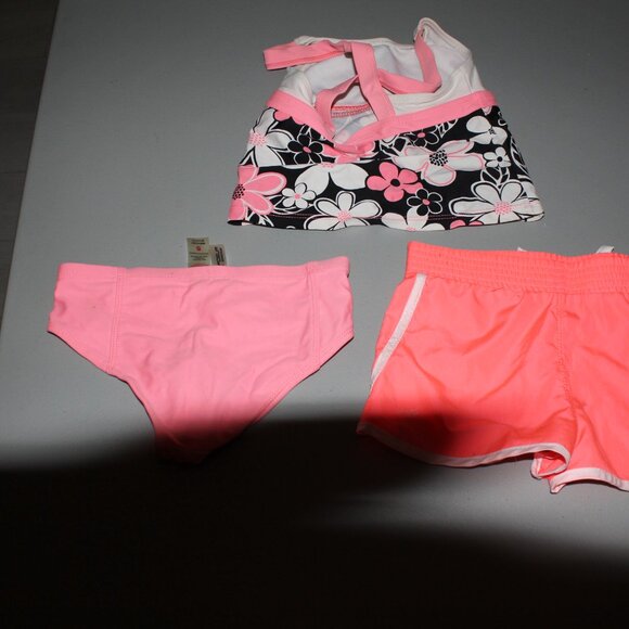 Pink & Black & White 3 Pcs Zero Xposur Tankini Swimsuit Size 5 - Picture 7 of 15